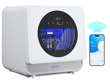 Silonn Portable Countertop Dishwasher | Smart App Control, Triple-Jet Cleaning, Built-In Water Tank & Dual Supply | Compact for Dorm, Apartment, RV