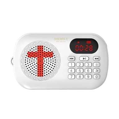 KJV Audio Bible Player – Portable Electronic Bible Device, Offline Rechargeable Scripture Player with Simple Buttons for Seniors & Home Use, White