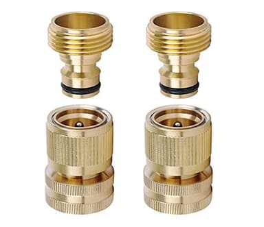 LIKAGE Brass Hose Quick Connect, 3/4 Inch GHT Thread Garden Hose Quick Connector No-Leak Water Hose Quick Connect Fittings Male and Female - 2Packs