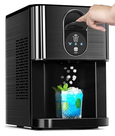 Countertop Nugget Ice Maker, 44lbs/24H Nugget Ice Machine Countertop, Chewable Pellet Ice Maker Machine with Ice Dispenser, 2.4L Water Reservoir, Self-Cleaning, Ideal for Kitchen/Bar/Office, D-Black