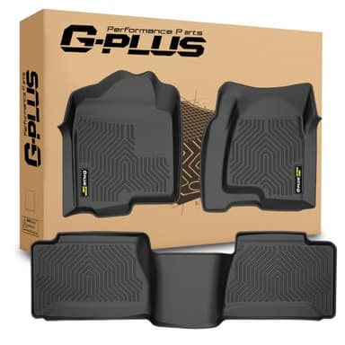 G-PLUS Floor Mats 3pcs Compatible with Chevy Silverado GMC Sierra 1500 1999-2006 & 1500 Classic 2007, Fit Silverado Sierra 2500 2001-2004, 2WD 4WD Extended Cab TPE Floor Cargo Liners