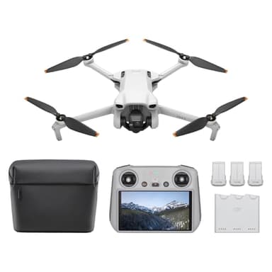 DJI Mini 3 Fly More Combo (DJI RC), Drones with Camera for Adults 4K, 3 Batteries for 114-min Flight Time, Vertical Shooting, 32800ft (10km) Video Transmission, Lightweight Mini Drone for Beginners