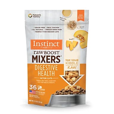 Instinct Raw Boost Mixers, Freeze Dried Cat Food Toppers with Functional Ingredients, Grain Free, Real Chicken - Digestive Health, 5.5 oz Bag