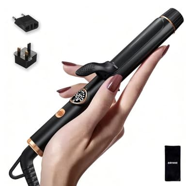 ORYNNE Mini Travel Curling Iron for Short Hair, 1 Inch Small Curling Iron with Dual Voltage, 5 Heat Settings, Temp Memory & Lock, Auto-Off, Ceramic Travel Curling Wand Infused Argan Oil (Rose Gold)