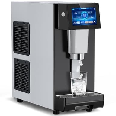 Commercial Nugget Ice Maker Machine, 100Lbs/24H Pellet Chewable Ice, 3-IN-1 Nugget Ice Maker with Ice & Water Dispenser, Self-Cleaning Countertop Stainless Steel Ice Machine for Business, Office,Party