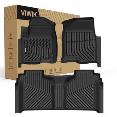 VIWIK TPE Floor Mats for Chevy Silverado/GMC Sierra 1500 2019-2026 Crew Cab, All Weather Car Mats Compatible for GMC Sierra 2500HD/3500HD 2020-2026, Chevy Silverado 1500 Accessories, 3pcs