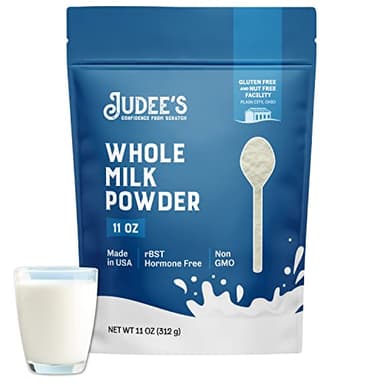 Judee's Gluten Free Whole Milk Powder - Creamy Instant Milk Powder for Baking Pancakes & Bread - Shelf-Stable Blend for Travel & Camping - 11 oz, Pack of 1