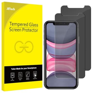 JETech Privacy Screen Protector for iPhone 11 and iPhone XR 6.1-Inch, Anti Spy Tempered Glass Film, 2-Pack