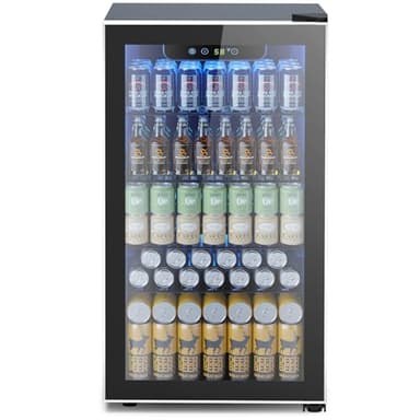 Electactic Mini Fridge 130 Can Beverage Refrigerator Cooler, 3.2 Cu.Ft Drink Fridge for Soda Wine Beer, Adjustable Temperature Control for Home Office, Black