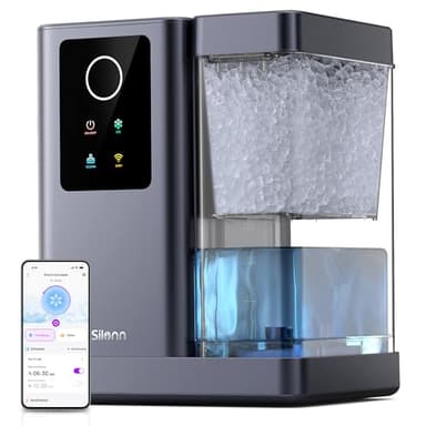 Silonn Nugget Ice Maker Countertop with APP & Voice Control, Self Cleaning Ice Machine with 3L Large Water Tank, 40 lbs/24H Soft Chewable Ice, Portable Pebble Ice Maker for Home, Kitchen and Party