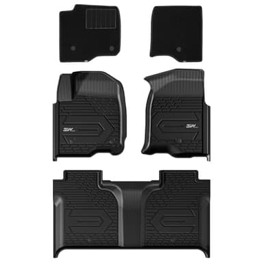 3W Floor Mats & Front Carpet Fit for 2019-2025 2026 Chevy Silverado/GMC Sierra Denali 1500 & 2020-2026 GMC Sierra 2500HD/3500HD Crew Cab, TPE All Weather Accessories 2 Rows Full Set Car Mats