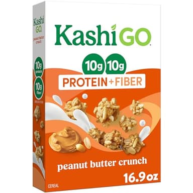 Kashi GO Protein Cereal, 10g Protein, 10g Fiber, Peanut Butter Crunch, 16.9oz Box (1 Box)