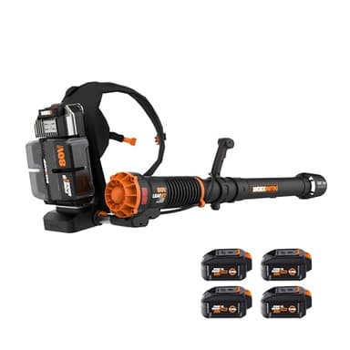 WORX Nitro WG572 80V Cordless Leaf Blower, Backpack Blower with 800CFM & 150MPH, Electric Blower for Lawn Care with Brushless Motor & Variable Air Control, 4 Batteries & Basecamp Charger Included