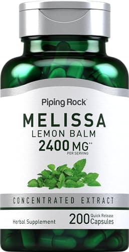 Piping Rock Lemon Balm Capsules 2400mg | 200 Count | Lemon Balm Extract | Melissa Herbal Supplement | Gluten Free, Non-GMO