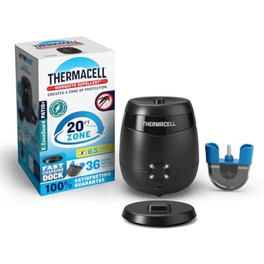Thermacell Mosquito Repellent E-Series Rechargeable Repeller; Patio Shield 20’ Mosquito Protection Zone; Includes 36-Hr Repellent Refill; No Flame or Scent; Bug Spray and Bug Zapper Alternative