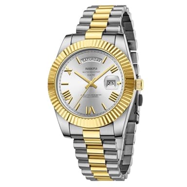 NIBOSI Men Watches Analog Quartz Stainless Steel Gold Silver Watches for Men Waterproof Business Classic Desiger Wrist Watch with Day Date