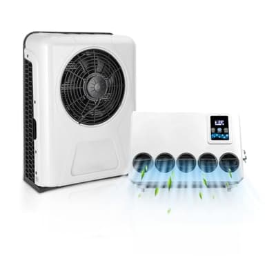 Aspligo 12V Truck Cab Air Conditioner 10000BTU 12 volt Universal dc Air Conditioning Electric Split ac Unit for semi trucks RV Crane Tractor Bus Boat Automotive Camper Van Motorhome New Energy