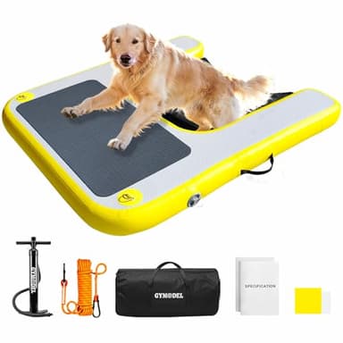 Gymodel Dog Pool Ramp, Inflatable Dog Boat Ramp, Non-Slip EVA Inflatable Floating Dock Ladder for Pools Boats Docks, Safe & Easy Water Access for Large Dogs, Yellow