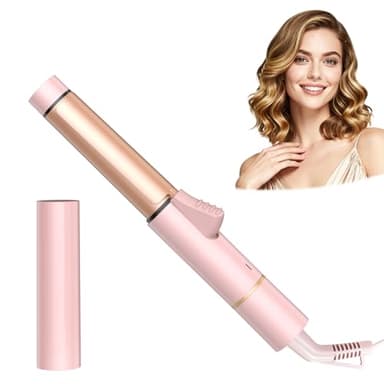 Ukliss Mini Travel Curling Iron 1 Inch, Dual Voltage 110-240V, 30s Fast Heating & Ionic Ceramic, Portable Hair Curler with Case, Perfect for Short to Medium Hair, Frizz-Free Curls (Pink)