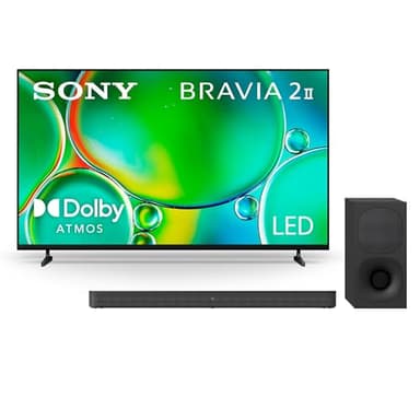 Sony BRAVIA 2 II 43-Inch 4K Ultra HD Smart TV (K-43S20M2, 2025 Model) with HT-S400 2.1ch Soundbar and Wireless Subwoofer Bundle