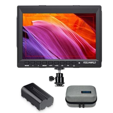 FEELWORLD FW759 7 Inch 400nit On Camera Field DSLR Monitor, 4K HDMI Input 1280x800 IPS Accurate Focus and Expose, See Clearly, Lightweight for Video Shooting Vlogging with F550 Battery and Bag