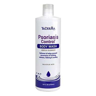 TriDerma Psoriasis Control Body Wash - Gentle 2% Salicylic Acid Cleanser, AP4 Aloe Vera Gel - Psoriasis Treatment Soothes Itching, Redness, Flaking - No Cortisone or Coal Tar - 16 oz
