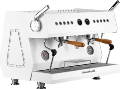 Commercial 2-Group Volumetric Espresso Machine for Restaurant and Café Use, Stainless Steel and Copper Construction, 220V, White