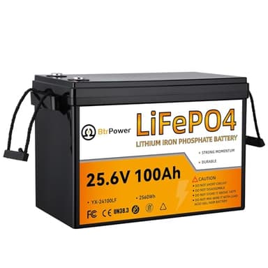 24V 100Ah LiFePO4 Battery, Built-in 100A BMS,2560Wh Lithium Battery,4000-15000 Deep Cycles & 10-Year Lifetime, Perfect for Marine, RV, Marine, Trolling Motor, Solar Off-Grid System