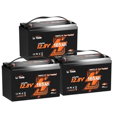 Litime 12V 165Ah Dual Purpose LiFePO4 Lithium Marine Starting Battery, 1200CCA, Deep Cycle Cranking & Storage Battery for Boat, Group 31, Compatiable with Mercury, Honda, Suzuki, Evinrude 3-Pack