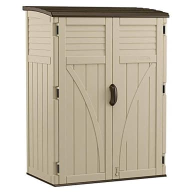 Suncast Outdoor Storage Shed, Water Resistant Resin Vertical Outdoor Storage Cabinet for Patio, Garden Tools, Cushions, & Equipment, Weatherproof Multi-Wall Design, 54 cu. ft., Made in USA