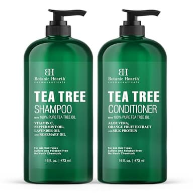 Botanic Hearth Tea Tree Shampoo And Conditioner Set | With 100% Pure Tea Tree Oil, For Itchy And Dry Scalp, Sulfate/Paraben Free | For Men And Women | 16 Fl Oz Each