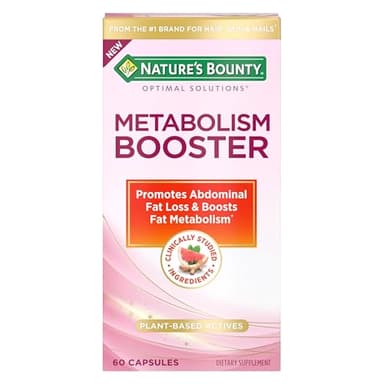 Natureโs Bounty Optimal Solutions Metabolism Booster Supplement, Boosts Fat Metabolism, Promotes Abdominal Fat Loss, With Citrus Extracts and Black Ginger, 60 Capsules
