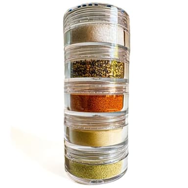 NICE RACK Mini Travel Spice Rack Filled with Organic Herbs, Refillable, Made in USA, Camp Spice Kit - Great Gift, CAMPING, RV, Purse, Backpacking with Shaker Tops 5 Stacking (3 3/8 x 1 3/8")