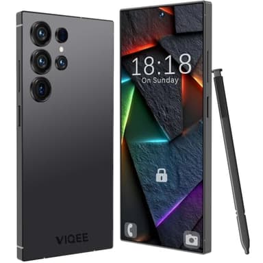 viqee Android Smartphone 8+256GB | 6.8" HD Screen, 4500 mAh & 21+8 MP Camera | Unlocked with Dual-SIM, Face ID & OTG - Affordable Without a Contract(Black)