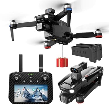 Bingchat NewUpgraded Professional Drones with Camera for Adults 4K HD, 360° Obstacle Avoidance, Anti-shake 3 Axis Gimbal, Payload Release, Tablet Touch Screen Controller, Up to 5 Miles Range, 84 Minutes Two Batteries, Time-lapse, High Wind Resistance, Rainproof