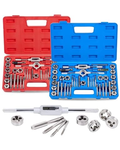 Orion Motor Tech 80pc Tap and Die Set in SAE and Metric Sizes, Metric and Standard Tap Set and Die Tool Set for Internal and External Threading
