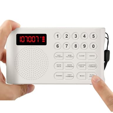 KJV Audio Bible Player for Seniors – King James Version Electronic Talking Bible for Visually Impaired/Blind, 26H Playtime, Big One-Touch Buttons, Portable Bible on Audio for Elderly (White)