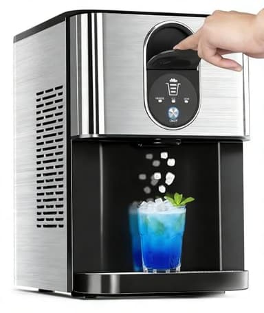 Countertop Nugget Ice Maker, 44lbs/24H Nugget Ice Machine Countertop, Chewable Pellet Ice Maker Machine with Ice Dispenser, 2.4L Water Reservoir, Self-Cleaning, Ideal for Kitchen/Bar/Office, D-Silver