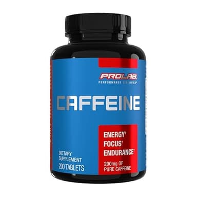 ProLab Caffeine Tablets 200mg - 200ct | Energy Support, Helps Enhance Endurance & Mental Focus, Reduce Fatigue, Pre-Workout, Extra Strength