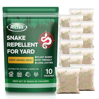 Rictex Snake Repellent for Yard Powerful: Keep Snake Away Repellent for Outdoors - Natural Safe for Children and Pets - Snake Be Gone for Lawn Garden Camping Fishing Home 10 Pouches