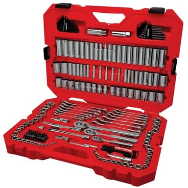 CRAFTSMAN Tool Set, 189 Piece Mechanics Tool Set, 1/4 ,3/8and 1/2 Inch Drive Socket Wrench Set with Thinner Ratchet, Steel 6 and 12point Sockets, Wrenches, Hex Keys and Specialty Bits (CMMT12134)