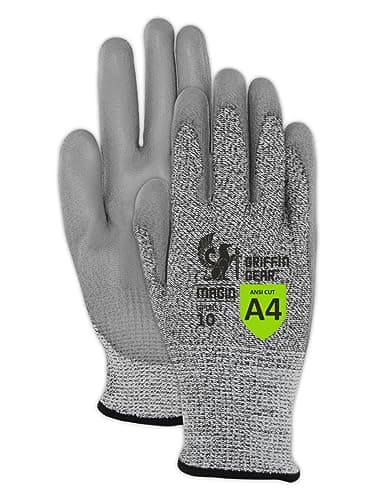 MAGID Griffin Gear ANSI A4 Polyurethane Coated Work Gloves, 12 Pairs, Size 9/Large, GPD452