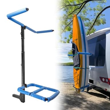 FomanXtre RV Kayak Rack for Camper, Vertical Kayak Hitch Rack Carrier Fits Up to 12' Kayaks, 2'' Hitch Receiver 150LBS for RV Truck SUV