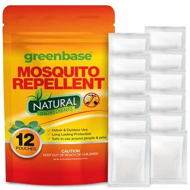 Travel Mosquito Repellent Pouches 12 Pack – Natural Indoor & Outdoor Mosquito Repellent for Home, Patio, Yard & Camping | Long-Lasting Mosquito Repellent Bags – Safe for Kids & Pets