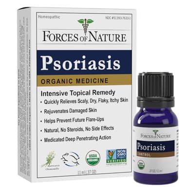 Forces of Nature Psoriasis Treatment, Organic Homeopathic Medicine, 0.37 Fl Oz, Psoriasis Control for Scalp & Skin Care, Multi Symptom Dry Skin Relief