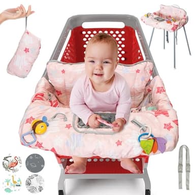 PILLANI Shopping Cart Cover for Baby, High Chair Cover for Restaurant Seat - Grocery Cart Cover for Baby Girl and Boy, Comfortable Cotton Buggy Covers for Babies - Padded Toddler Shopping Cart Cover