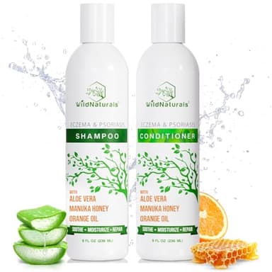 Eczema Psoriasis Shampoo & Conditioner Set for Men & Women - Anti Dandruff Shampoo for Dry Scalp & Hair - Seborrheic Dermatitis for Itchy Scalp Treatment - Eczema for Psoriasis