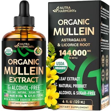 Mullein Drops for Lungs - USDA Organic Liquid - Mullein Leaf Extract Supplement - Made in USA - Lung & Bronchial Cleanse for Smokers - Respiratory Health Support - As Tincture, Tea, Pills - 4 fl oz