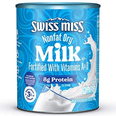 Swiss Miss Shelf Stable Nonfat Dry Powdered Milk, Hot Cocoa Bar Supplies, 45.43 oz. Canister – Fortified with Vitamins A and D, Excellent Source of Calcium
