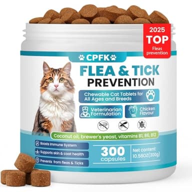Chewable Flea Treatment for Cats Flea and Tick Prevention Chewables Fleas Chewables for Cat of All Breeds and Ages 300 Chewable